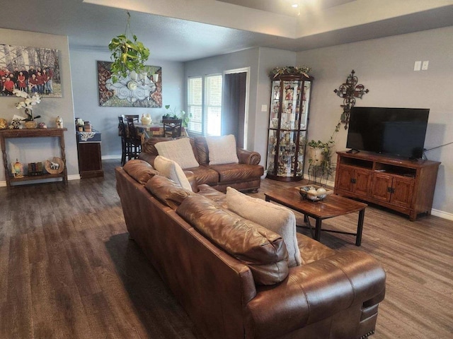 living room with wood-type flooring