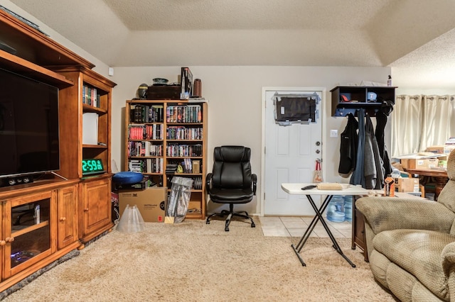 interior space with a textured ceiling