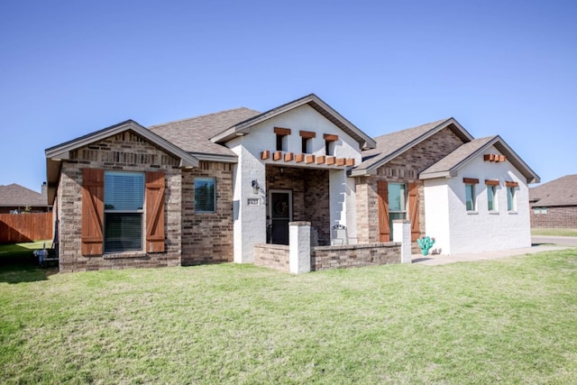 view of front of property with a front lawn