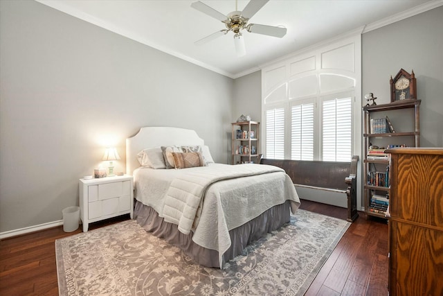 9214 York Pl, Lubbock, TX 79424 - bedroom featuring baseboards, ceiling fan, ornamental molding, and wood finished floors