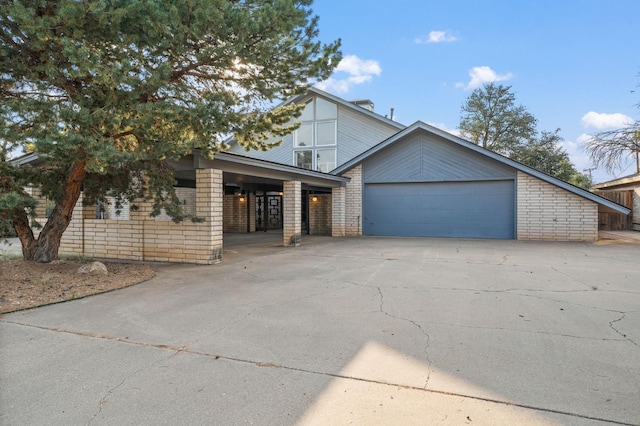 front facade featuring a carport