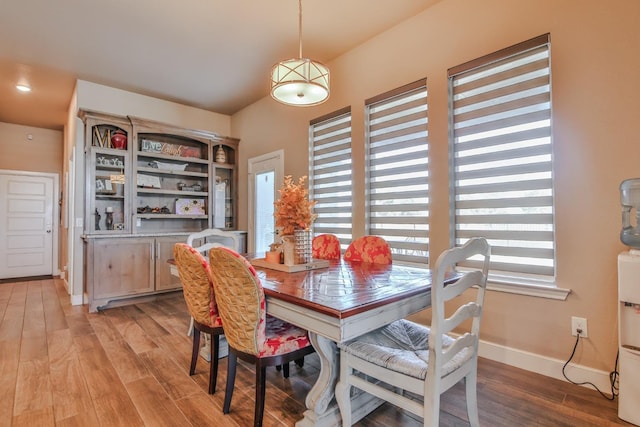 dining space featuring light hardwood / wood-style floors