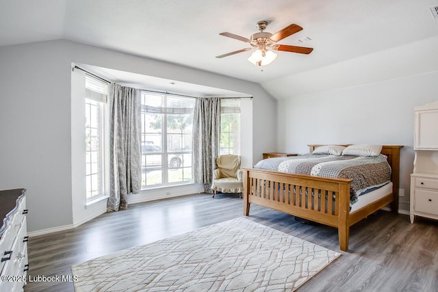 1308 Nottingham Ave, Wolfforth, TX 79382 - bedroom featuring vaulted ceiling, wood finished floors, and ceiling fan