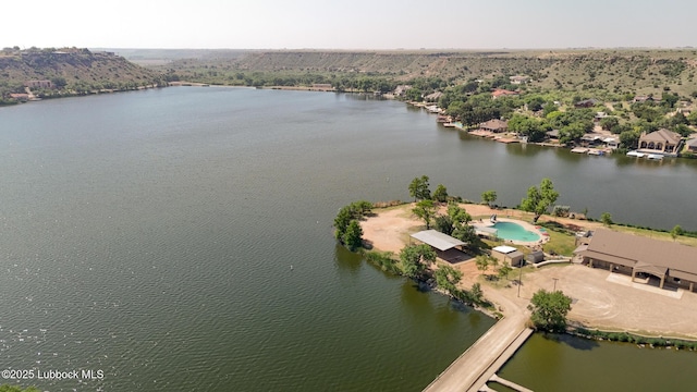 8 W Canyonview Dr, Ransom Canyon, TX 79366 - aerial view of a large body of water and a pool area