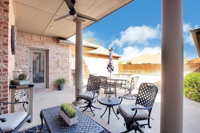 view of patio with ceiling fan