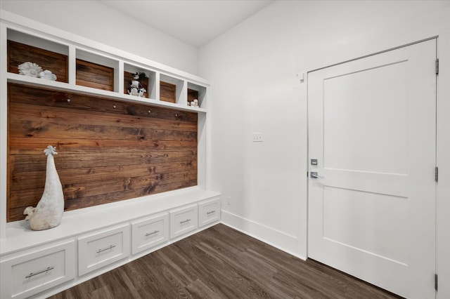 mudroom with dark hardwood / wood-style floors