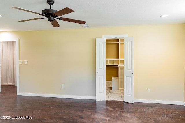 5412 20th St, Lubbock, TX 79407 - spare room featuring a ceiling fan, wood finished floors, baseboards, and recessed lighting