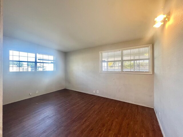 spare room featuring dark wood-type flooring