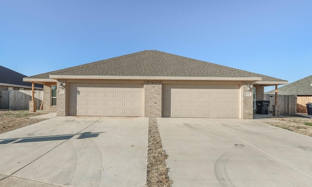 exterior space with a garage