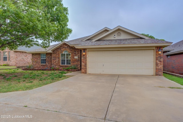 5516 101st Pl, Lubbock, TX 79424 - ranch-style house featuring brick siding, concrete driveway, a garage, and roof with shingles