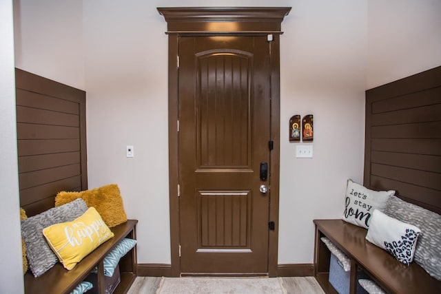 interior space with light hardwood / wood-style floors