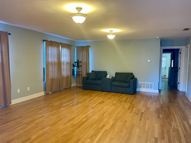 living room featuring light wood-type flooring