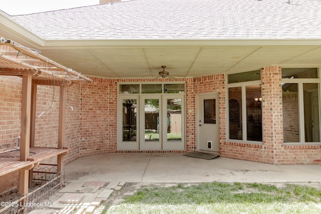 9805 Savannah Ave, Lubbock, TX 79424 - view of patio / terrace with french doors and ceiling fan