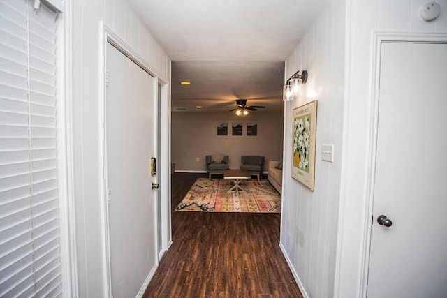 hallway featuring dark hardwood / wood-style floors