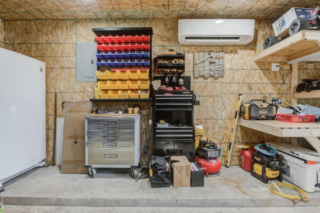 interior space featuring a wall mounted AC and electric panel