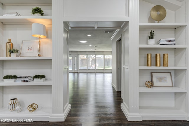 4517 9th St, Lubbock, TX 79416 - hall featuring dark wood-style floors and built in features
