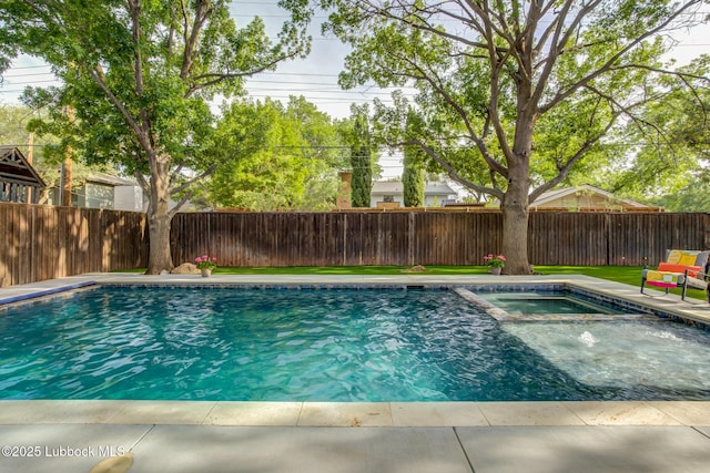 4517 9th St, Lubbock, TX 79416 - view of pool with a fenced backyard and a pool with connected hot tub