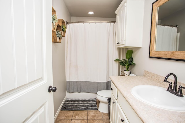 2911 111th St, Lubbock, TX 79423 - full bath with vanity, tile patterned floors, and recessed lighting