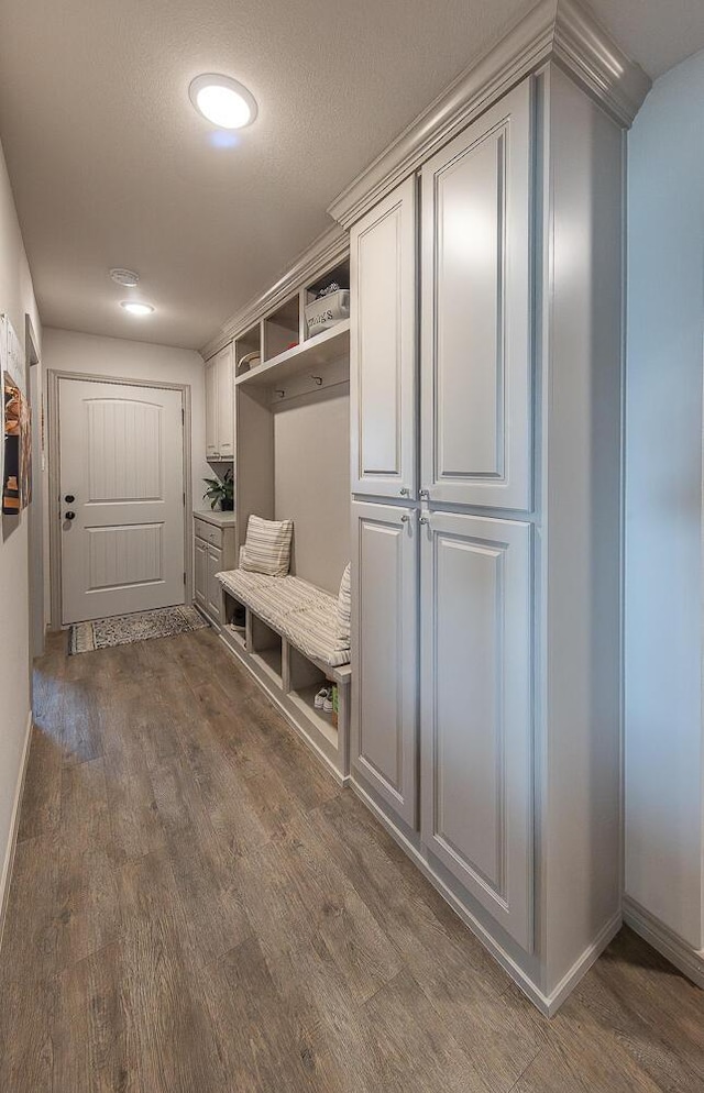 10323 Ave X, Lubbock, TX 79423 - mudroom featuring dark wood-style floors and recessed lighting