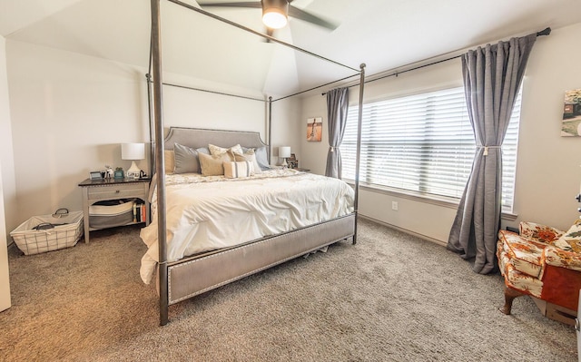 10323 Ave X, Lubbock, TX 79423 - carpeted bedroom featuring vaulted ceiling and ceiling fan