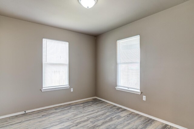 empty room featuring light hardwood / wood-style flooring and a wealth of natural light