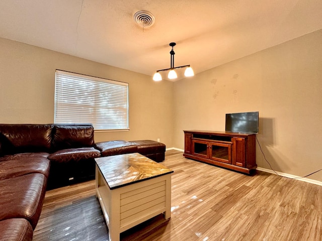 living room with light wood-type flooring