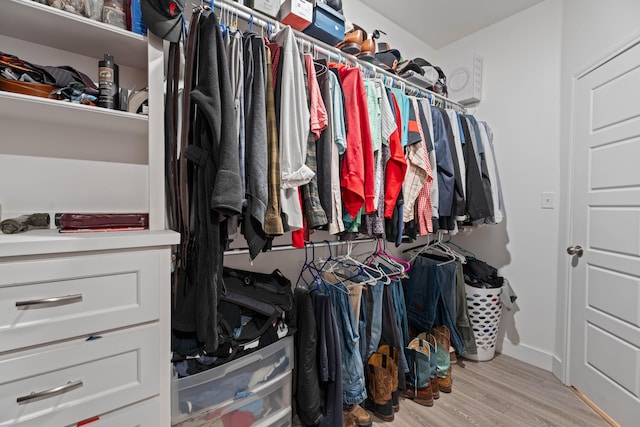 walk in closet featuring wood finished floors