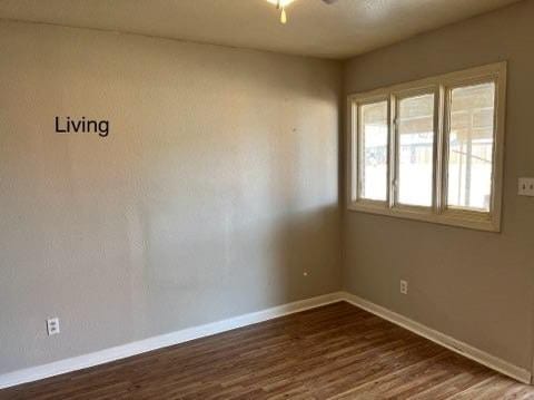 spare room with dark hardwood / wood-style floors