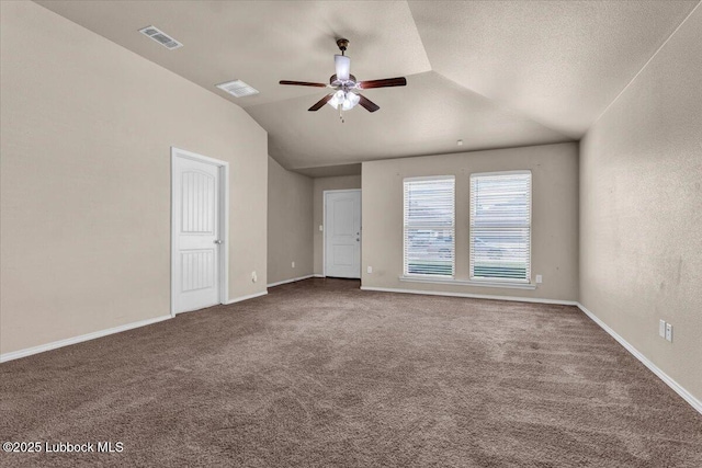 7024 34th Pl, Lubbock, TX 79407 - carpeted empty room with lofted ceiling, a ceiling fan, and baseboards