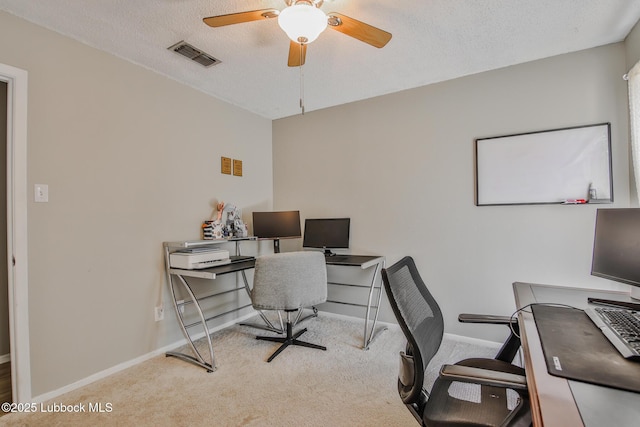 4816 55th St, Lubbock, TX 79414 - carpeted office featuring a ceiling fan, baseboards, and a textured ceiling