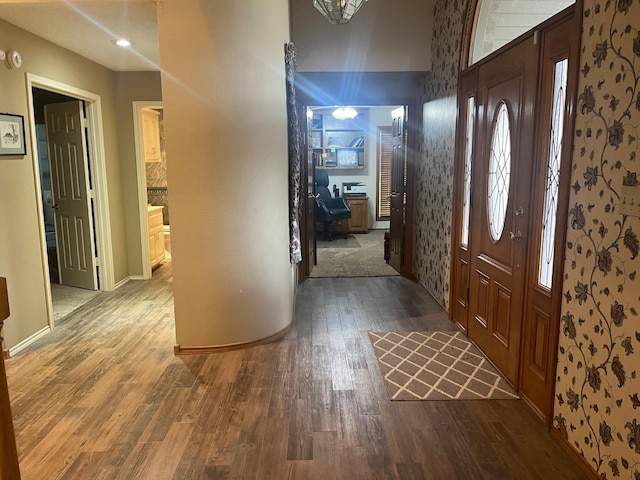 foyer entrance featuring hardwood / wood-style floors