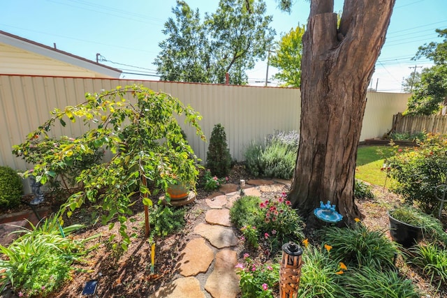 view of yard featuring a fenced backyard