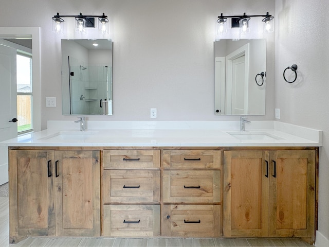 5811 Venita Ave, Lubbock, TX 79407 - full bathroom with double vanity and a shower with shower door