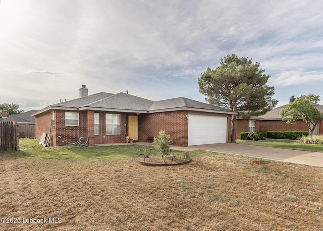 401 Oshkosh Ave, Lubbock, TX 79416 - ranch-style house with a garage, brick siding, and concrete driveway