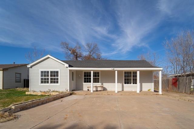 view of single story home