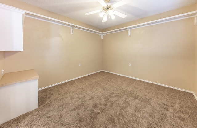 spare room with carpet floors and ceiling fan