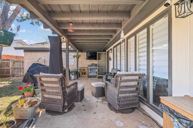 view of patio / terrace with a grill and an outdoor hangout area