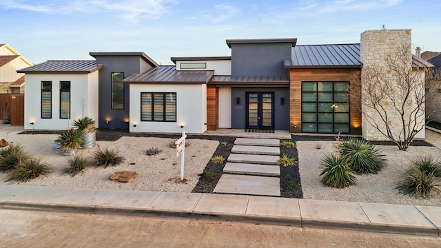 view of front facade with french doors