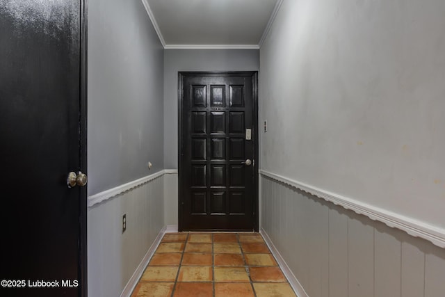 3312 86th St, Lubbock, TX 79423 - entryway with ornamental molding and a wainscoted wall