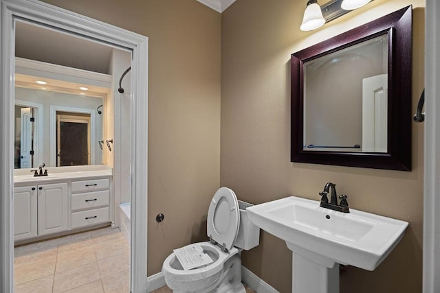 full bathroom featuring shower / tub combination, sink, tile patterned floors, and toilet