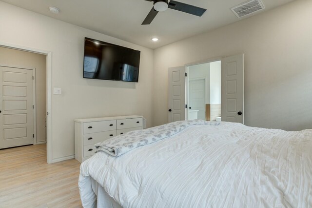 3713 128th St, Lubbock, TX 79423 - bedroom featuring light wood-type flooring, recessed lighting, and a ceiling fan
