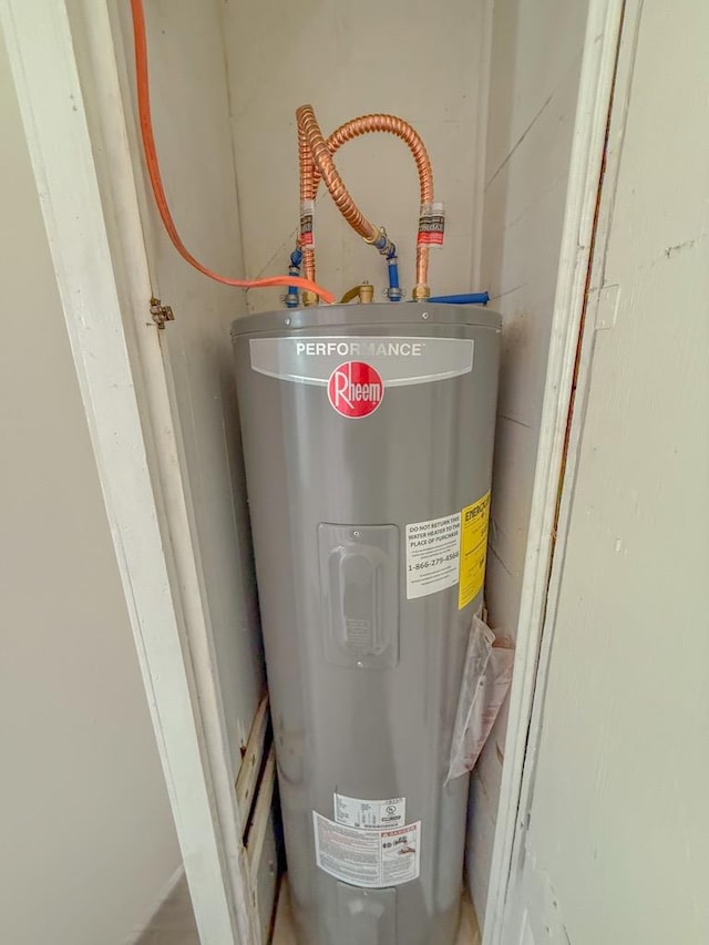 utility room featuring electric water heater