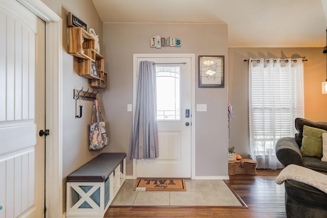 foyer with hardwood / wood-style flooring