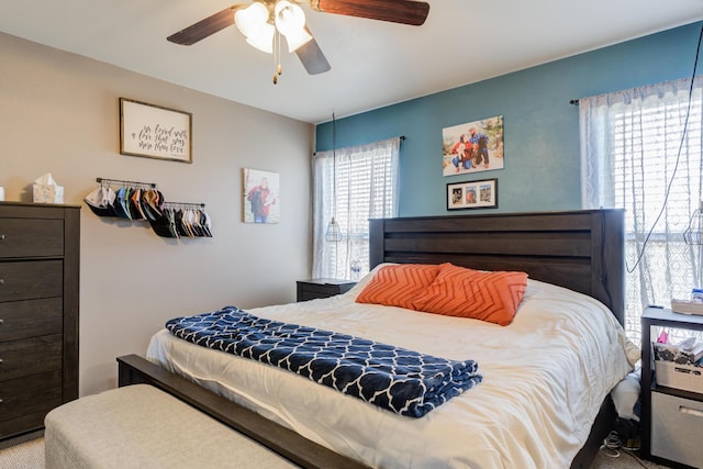 bedroom featuring ceiling fan