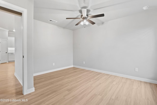 6104 87th St, Lubbock, TX 79424 - unfurnished room with a ceiling fan, light wood-style floors, and a smoke detector