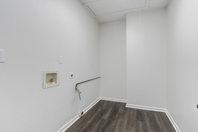 laundry room with washer hookup, hookup for an electric dryer, and dark hardwood / wood-style flooring