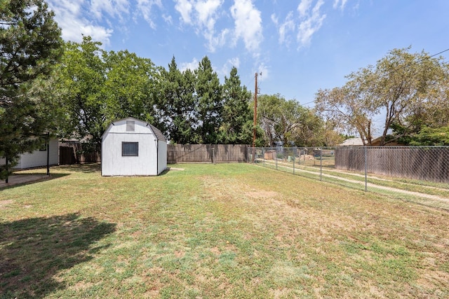 view of yard with a storage unit