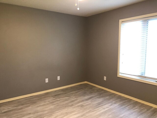 unfurnished room with hardwood / wood-style floors