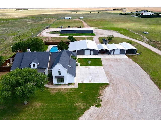 drone / aerial view with a rural view