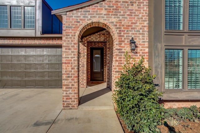 entrance to property with a garage